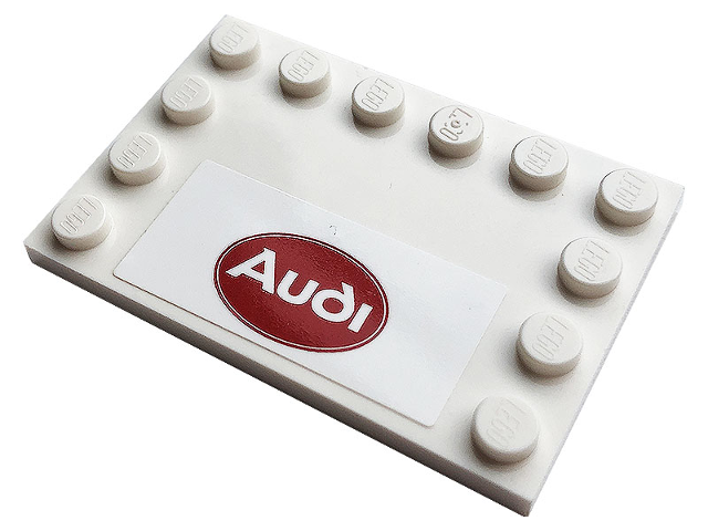 Lego Tile, Modified 4 x 6 with Studs on Edges with 'Audi' on Red Background Pattern (Sticker) - Set 76897