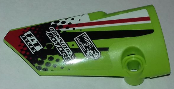 Lego Technic, Panel Fairing # 3 Small Smooth Long, Side A with Sponsorship Logos and Black, Red and White Styling Pattern (Sticker) - Set 42065