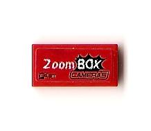 Lego Tile 1 x 2 with 'Zoom BOX CAMERAS FAST' Pattern (Sticker) - Set 8198 / Red