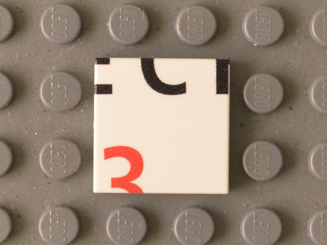 Lego Tile 2 x 2 with Black 'ECH' Lower Half and Red '3' Upper Half Pattern