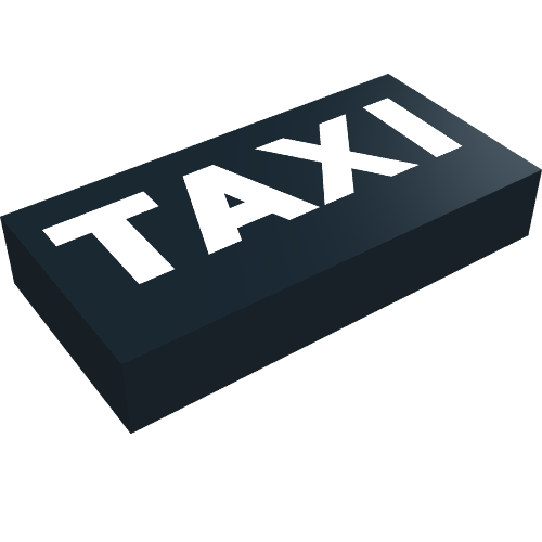 Lego Tile 1 x 2 with White 'TAXI' Print / Black