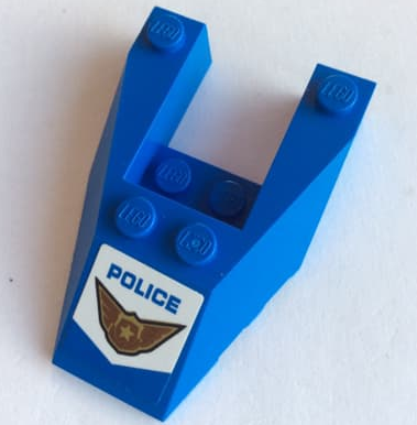 Lego Wedge 6 x 4 Cutout with Stud Notches with Blue 'POLICE' and Badge Pattern (Sticker) - Set 60208