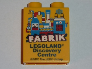Lego Duplo, Brick 1 x 2 x 2 with LEGOLAND Discovery Centre Fabrik 2012 Pattern 1