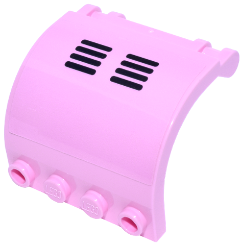 Lego Panel 3 x 4 x 3 Curved with Double Clip Hinge with Black Vent Lines Pattern (Sticker) - Set 72044 / Bright Pink
