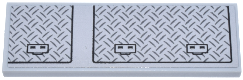 Lego Tile 2 x 6 with Hatch Panels with Black Outlines, Handles and Dark Bluish Gray Tread Plates Pattern (Sticker) - Set 42146
