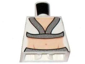 Lego Torso Female Crop Top with Silver Hems, Light Nougat Neck and Midriff with Nougat Navel Pattern / White