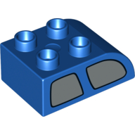 Lego Duplo Brick 2 x 3 with Curved Top and Double Window Print on Both Sides