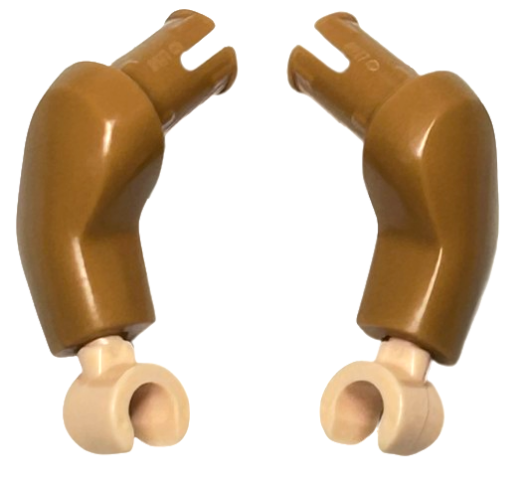 Lego Arm Large with Pin, (Matching Left and Right) Pair with Light Nougat Hands