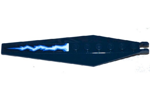 Lego Hinge Plate 3 x 12 with Angled Side Extensions and Tapered Ends with Blue and White Lightning on Transparent Background Pattern Type 2 (Sticker) - Set 70602