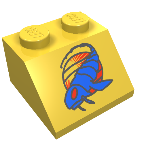 Lego Brick Sloped 45° 2 x 2 with SW Blue Segmented Fish Print