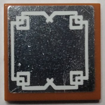 Lego Tile 2 x 2 with Silver Mirror with White Border Pattern (Sticker) - Set 21344
