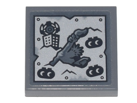 Lego Tile 2 x 2 with Metal Plate with Rivets, Statue of Liberty, Building, and DUPLO Aliens Pattern (Sticker) - Set 70840