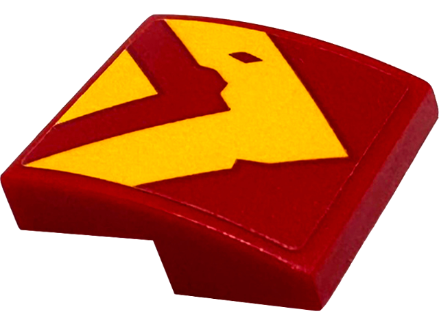 Lego Slope, Curved 2 x 2 x 2/3 with Bright Light Orange Worn Chevron and Triangle Pattern (Sticker) - Set 71830 / Red