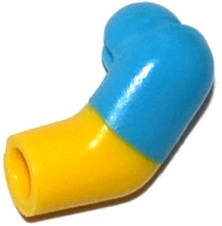 Lego Arm, Left with Molded Dark Azure Short Sleeve  Pattern / Yellow
