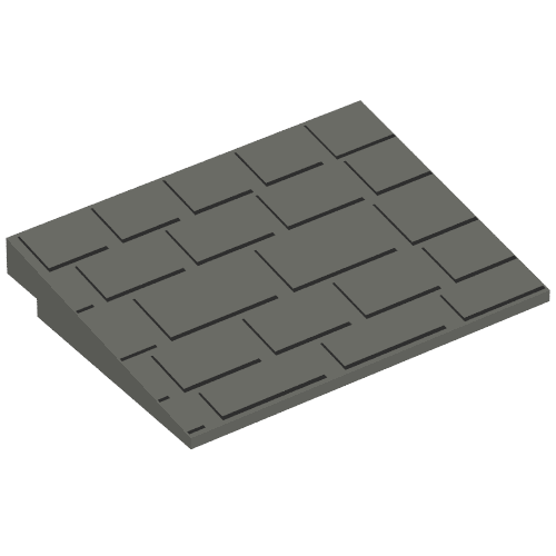 Lego Brick Sloped 10° 6 x 8 with Shingled Roof Print / Dark Gray