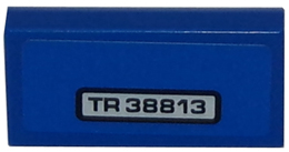 Lego Tile 1 x 2 with 'TR 38813' Pattern (Sticker) - Set 8147 / Blue