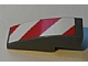 Lego Slope, Curved 3 x 1 with Red and White Danger Stripes Pattern Model Left Side (Sticker) - Sets 7208 / 7630 / 7633 / 7936 / Dark Bluish Gray
