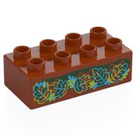 Lego Duplo Brick 2 x 4 with Red, Blue, Lime Leaves, Hidden Picture Print