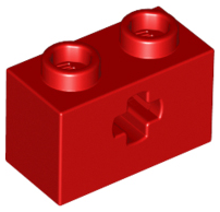 Lego Technic, Brick 1 x 2 with Axle Hole / Red