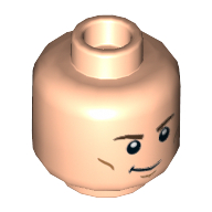 Lego Minifig Head Captain America (Steve Rogers) / Hawkeye / Steve Trevor / Rebel Trooper, Brown Eyebrows, Cheek Lines, Chin Dimple, Crooked Smile / Grimace Print / Light Nougat