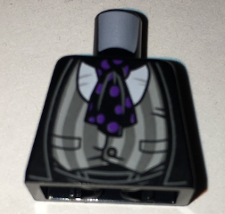 Lego Torso Jacket with Gray Striped Stretched Vest, Black Ascot with Purple Spots Pattern / Black