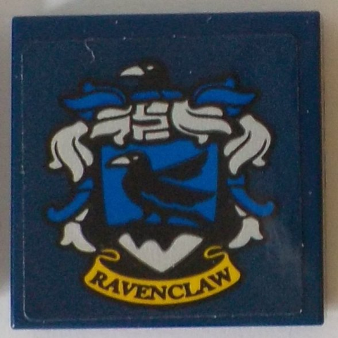 Lego Tile 2 x 2 with HP 'RAVENCLAW' House Crest on Dark Blue Background Pattern (Sticker) - Set 71043