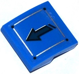 Lego Slope, Curved 2 x 2 x 2/3 with Worn Dark Blue Arrow, Silver Lines and Black Rivets Pattern (Sticker) - Set 75919