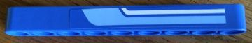 Lego Technic, Liftarm Thick 1 x 9 with Medium Blue and White Stripes Pattern Model Left Side (Sticker) - Set 8052 / Blue