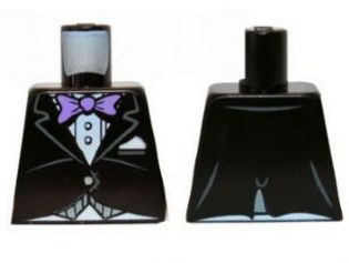 Lego Torso Batman Jacket Formal with Lavender Bow Tie Pattern / Black