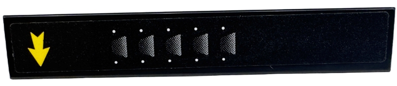 Lego Tile 1 x 6 with Silver Air Vents and Yellow Arrow Pointing Down Pattern Model Left Side (Sticker) - Set 42153 / Black