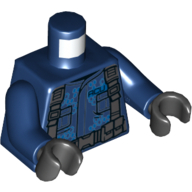Lego Torso Jacket, 'ACU', Pockets, Straps, Utility Belt Print, Dark Blue Arms, Black Hands / Dark Blue