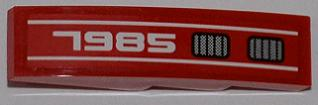 Lego Slope, Curved 4 x 1 with White '7985' and Double Grille Pattern Model Right (Sticker) - Set 7985