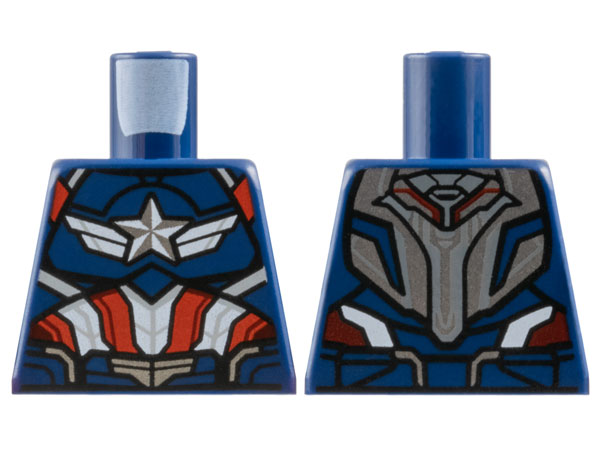 Lego Torso Armor, Silver and White Star with Wings, Red Stripes Pattern / Dark Blue