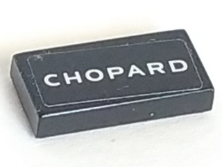 Lego Tile 1 x 2 with 'CHOPARD' Pattern (Sticker) - Set 75887 / Black