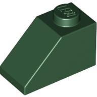 Lego Brick Sloped 45° 2 x 1 with Bottom Pin / Dark Green