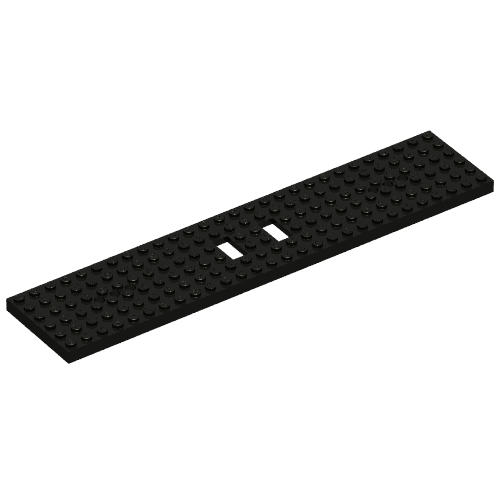 Lego Vehicle Base, Train 6 x 28 with Two 1 x 2 Openings [3 Round Holes Each End] / Black