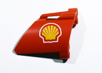 Lego Technic, Panel Fairing #22 Large Short, Small Hole, Side A with Shell Logo Pattern (Sticker) - Set 8674