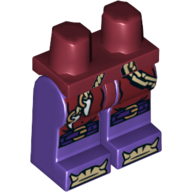 Lego Hips and Dark Purple Legs with Cord with Teeth, Buckles on Knees and Bones on Feet Print