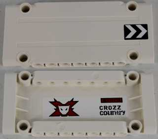Lego Technic, Panel Plate 5 x 11 x 1 with Chevrons on Outside Right and World Racers Team Extreme Logo and 'CROZZ COUNTRY' on Inside Pattern (Sticker) - Set 8864