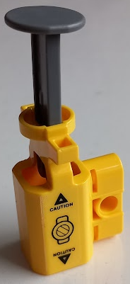 Lego Projectile Launcher, Net Shooter with Dark Bluish Gray Firing Pin with 'CAUTION' and Triangles on Transparent Background Pattern on Both Sides (Stickers) - Set 60174