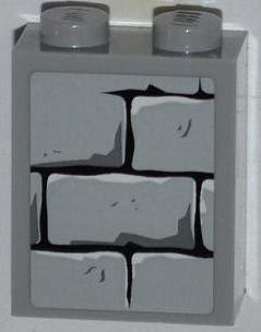 Lego Brick 1 x 2 x 2 with Inside Stud Holder with Bricks Pattern (Sticker) - Set 4183 / Light Bluish Gray