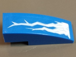 Lego Slope, Curved 3 x 1 with Lightning Bolts Pattern Model Right Side (Sticker) Set 70723 / Blue