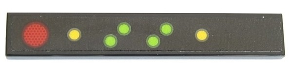 Lego Tile 1 x 6 with Red Light, 4 Lime and 2 Yellow Dots on Black Background Pattern Model Left Side (Sticker) - Set 42054