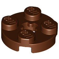 Lego Plate Round 2 x 2 with Axle Hole Type 1 (+ Opening) / Reddish Brown