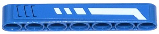 Lego Technic, Liftarm Thick 1 x 7 with White Broken Stripe and 3 Air Intakes Pattern Model Right Side (Sticker) - Set 42023 / Blue
