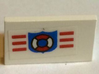 Lego Panel 1 x 2 x 1 with Coast Guard Pattern (Sticker) - Set 6338 / White