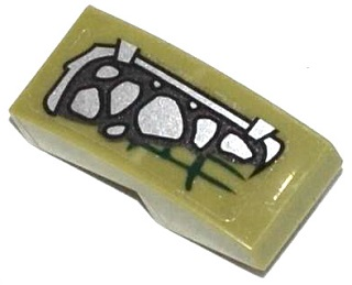 Lego Slope, Curved 2 x 1 x 2/3 with Crocodile Scales Pattern Model Right Side (Sticker) - Set 70126