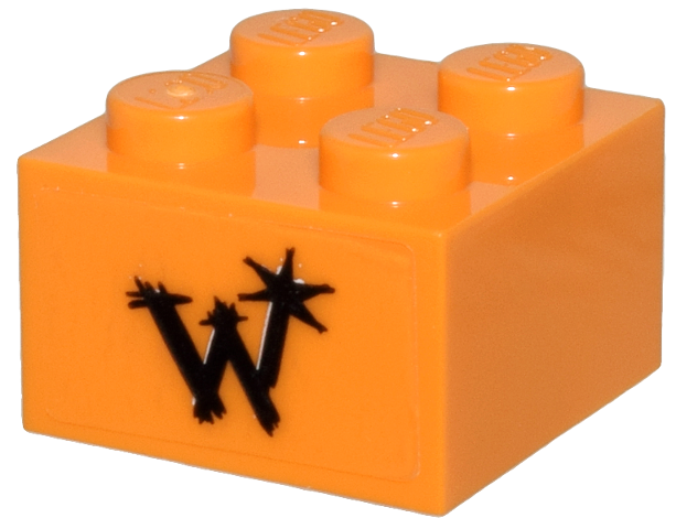 Lego Brick 2 x 2 with Weasleys' Wizard Wheezes Logo Letter W and Star Pattern (Sticker) - Set 76437