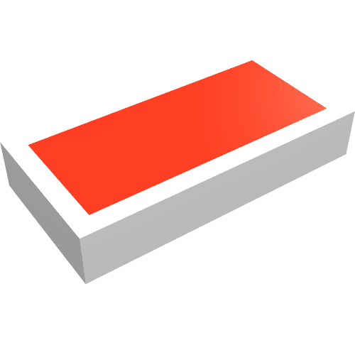 Lego Tile 1 x 2 with Red Rectangle Print