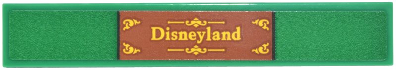 Lego Tile 1 x 6 with Dark Orange Sign with Yellow 'Disneyland' and Filigree Pattern (Sticker) - Set 43302